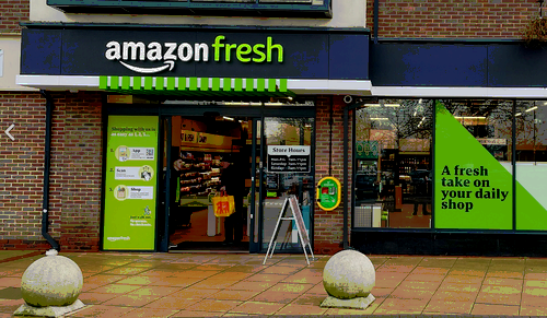 An Amazon Fresh store outside London.