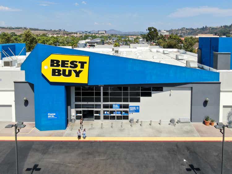 Aerial view of Best Buy multinational electronics store