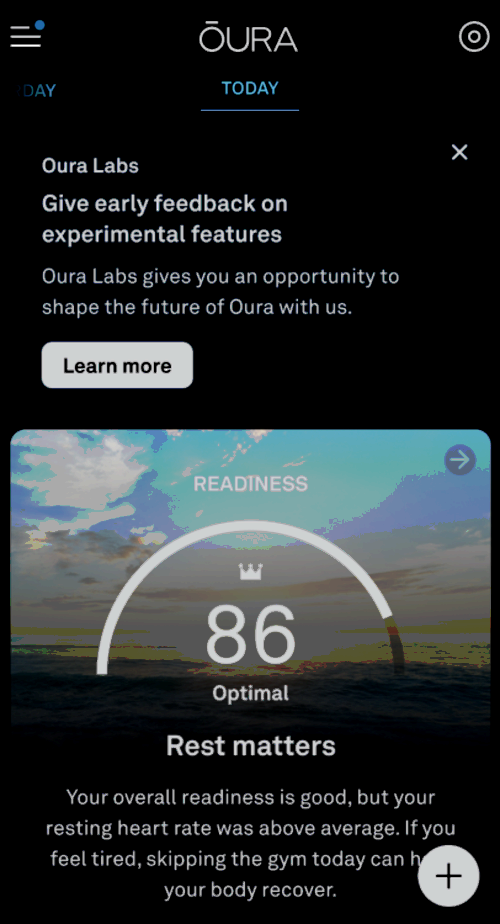 A screenshot of the Oura Labs page.