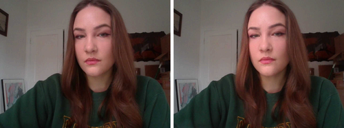 side by side selfies of the author taken on a chromebook plus