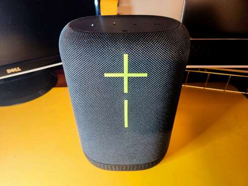 ultimate ears speaker with large plus and minus volume buttons