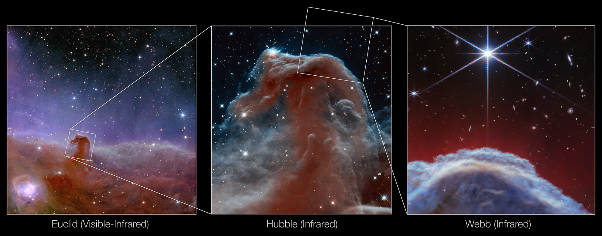 Comparing telescope images of the Horsehead Nebula