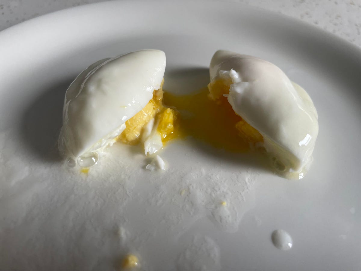 poached egg on plate.