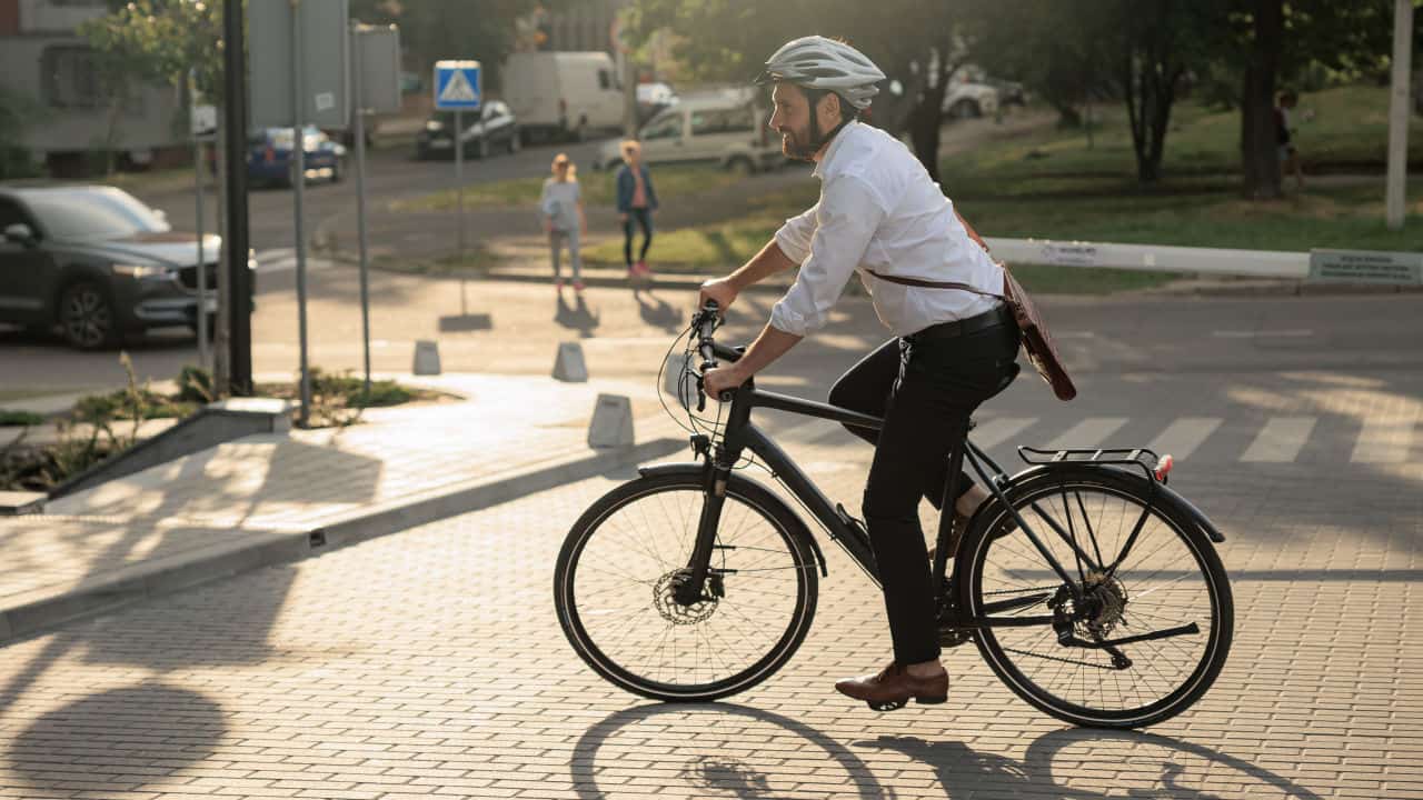 Riding a bike to work