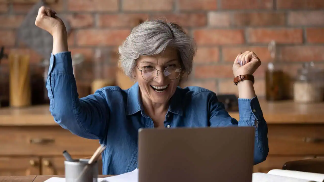 Excited old lady