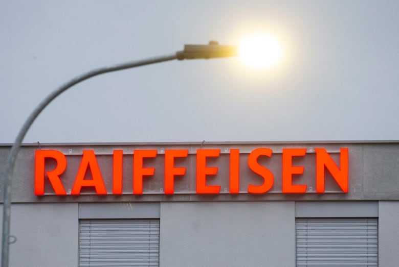 The logo of Raiffeisen Switzerland bank is seen in Davos, Switzerland, May 22, 2022. 