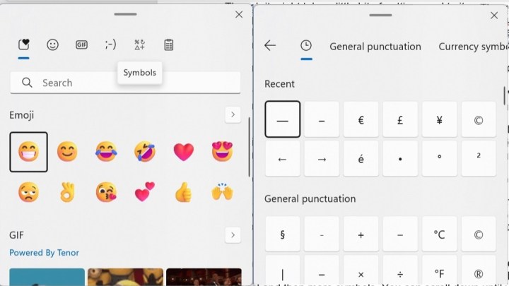 Em dash in the emoji settings in Windows 11. 