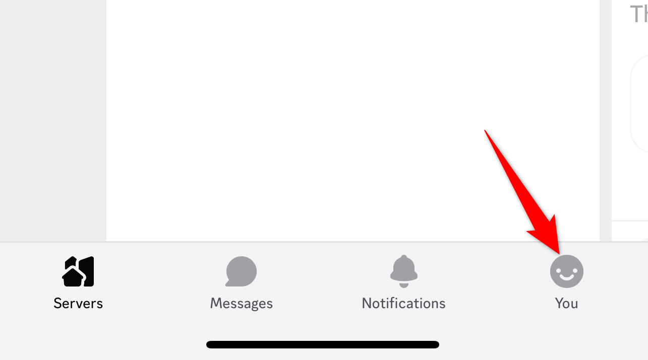 The lower menu of Discord on mobile.