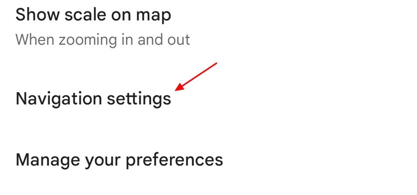 Navigation Settings option in the Google Maps settings page.