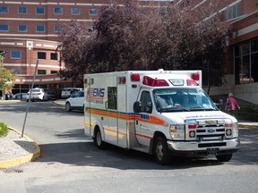 An ambulance leaves Regina General Hospital