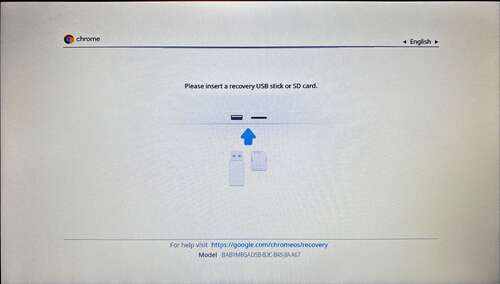 Main screen in ChromeOS Recovery Mode