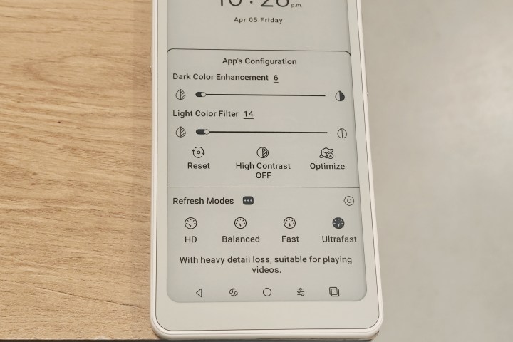 Display controls for Onyx Boox Palma