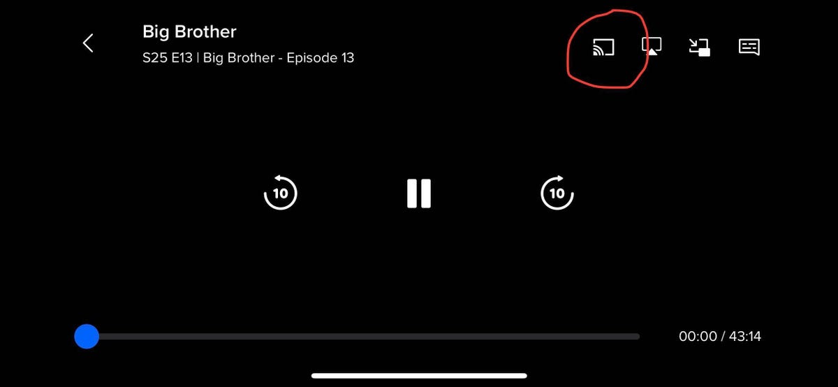 Paramount Plus with Chromecast icon circled