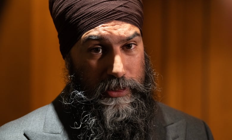 New Democratic Party leader Jagmeet Singh speaks with reporters before attending a committee meeting on Parliament Hill, Thursday, April 11, 2024 in Ottawa. 