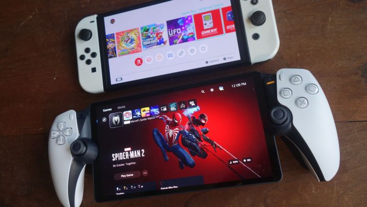 PlayStation Portal and the switch on a table.