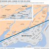 Maps show total vs. partial eclipse in Quebec, cutting through Montreal, Drummondville and Victoriaville