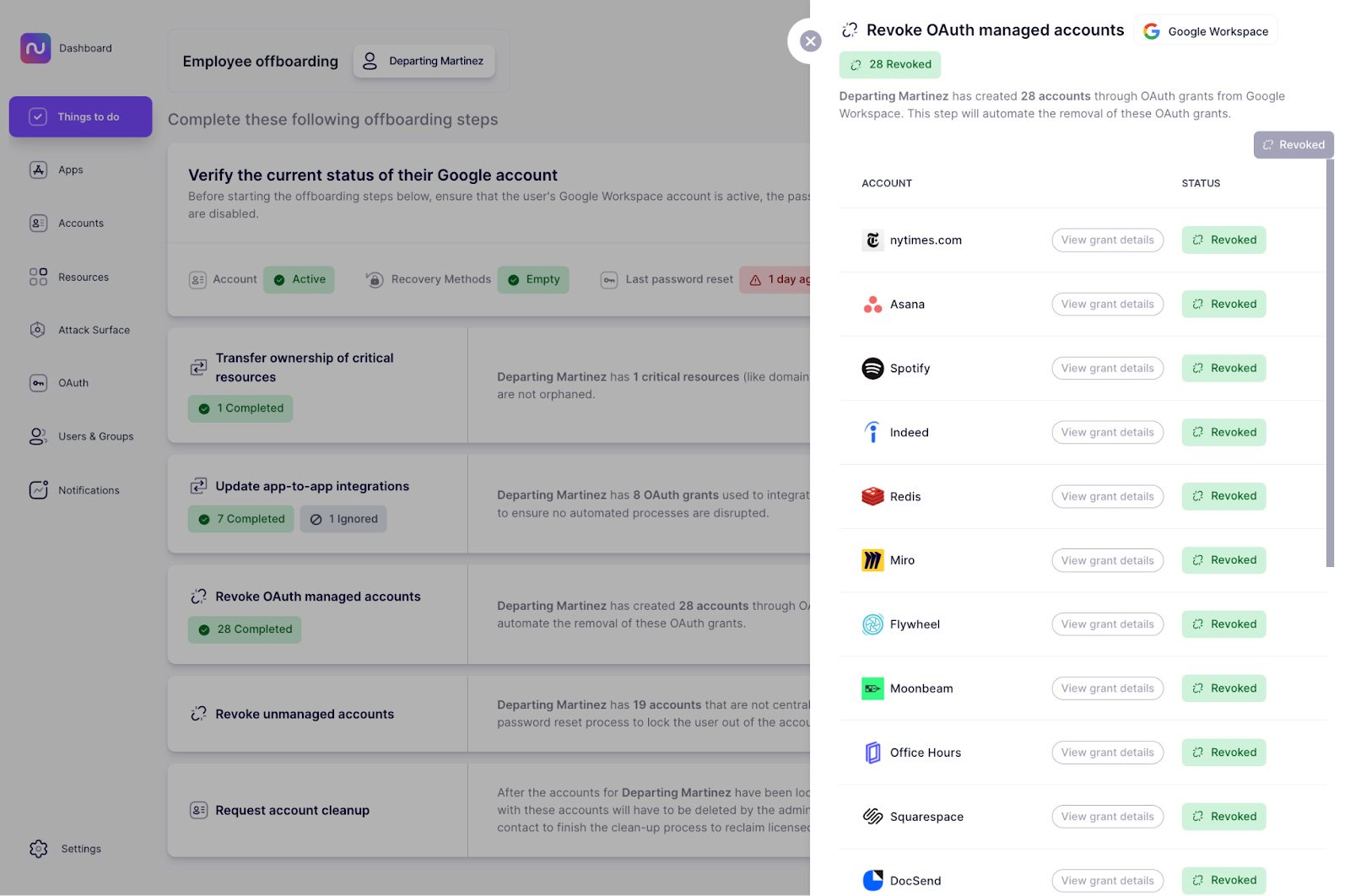 Revoke access to apps authenticated via OAuth