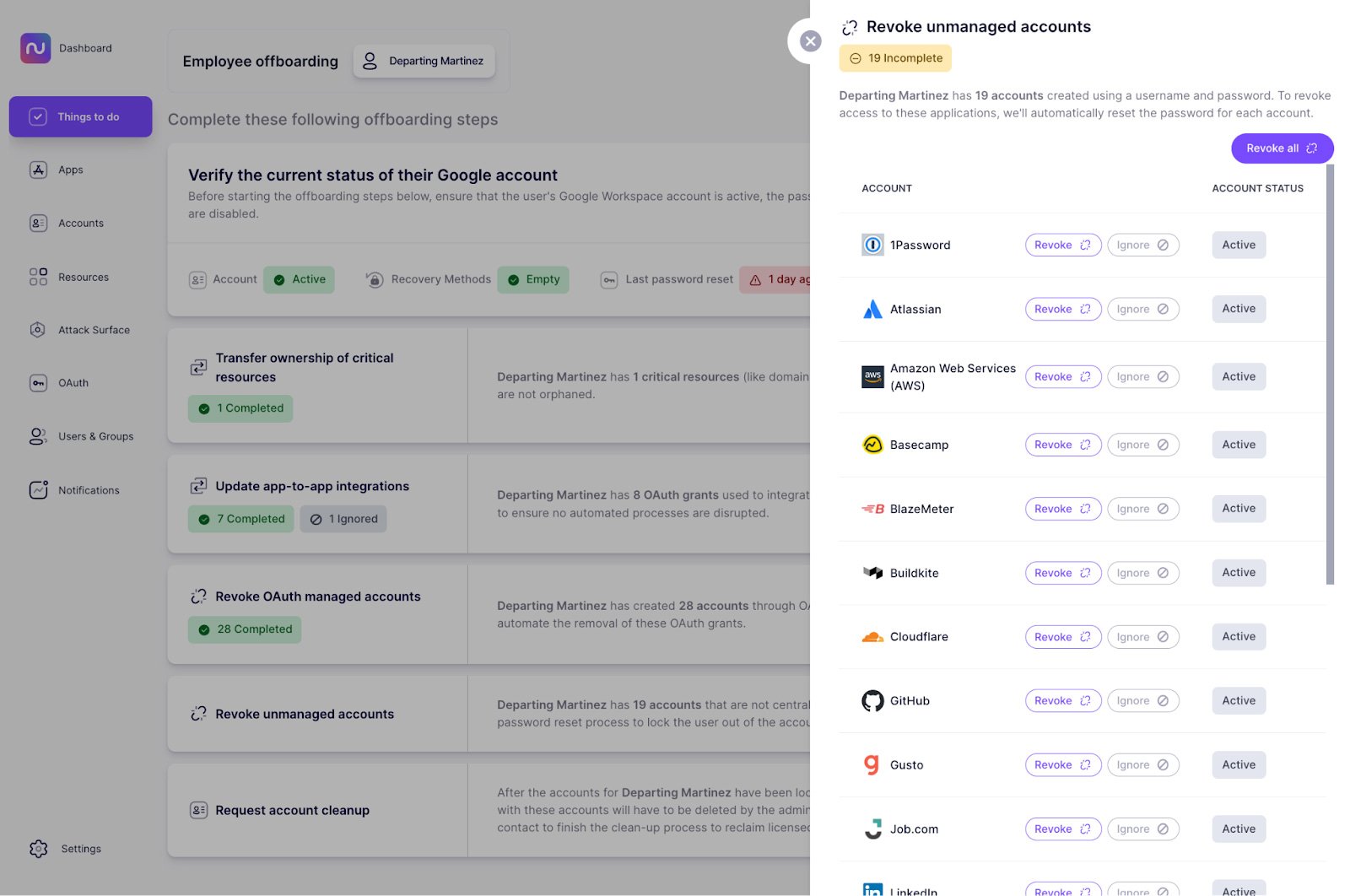 Revoke access to unmanaged accounts