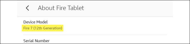 Find your Fire Tablet model.
