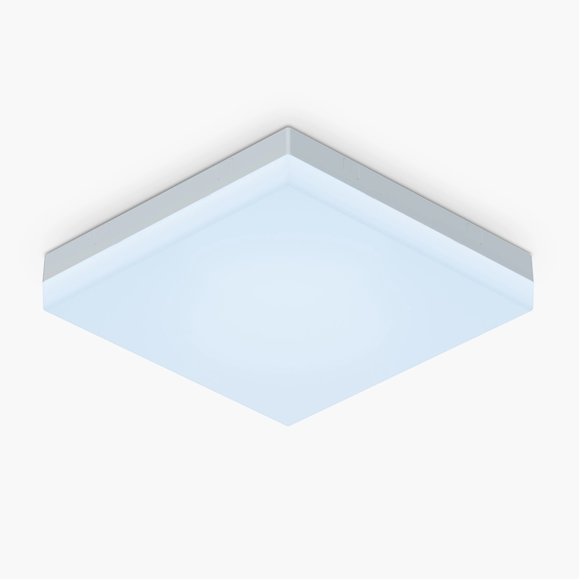 One Nanoleaf Skylight ceiling panel with a light blue color emitting