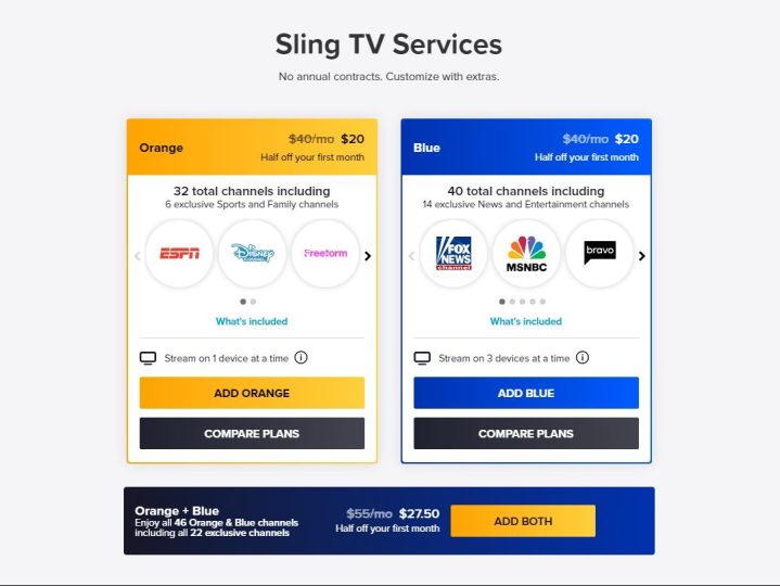 Offers for Sling TV services as of 1/8/2024.