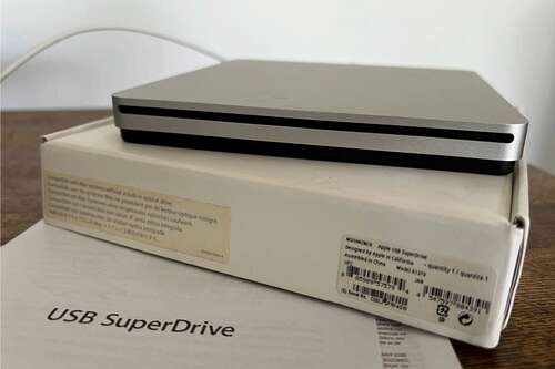 An Apple USB SuperDrive.