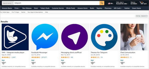 Telegram on Amazon App Store.