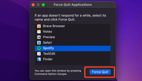 The Force Quit button on macOS.