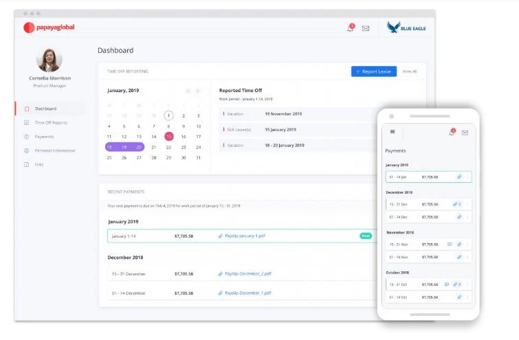 Papaya Global user interface.