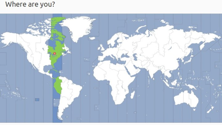 A flat map of the world with a green highlight over the eastern standard time part of North America