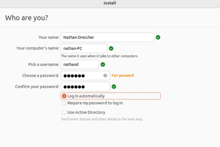 A grey screen with various boxes for inputing names and information