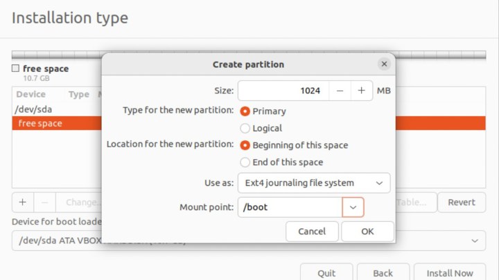 The Ubuntu boot partition setup