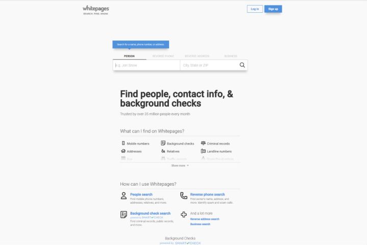 The WhitePages website.