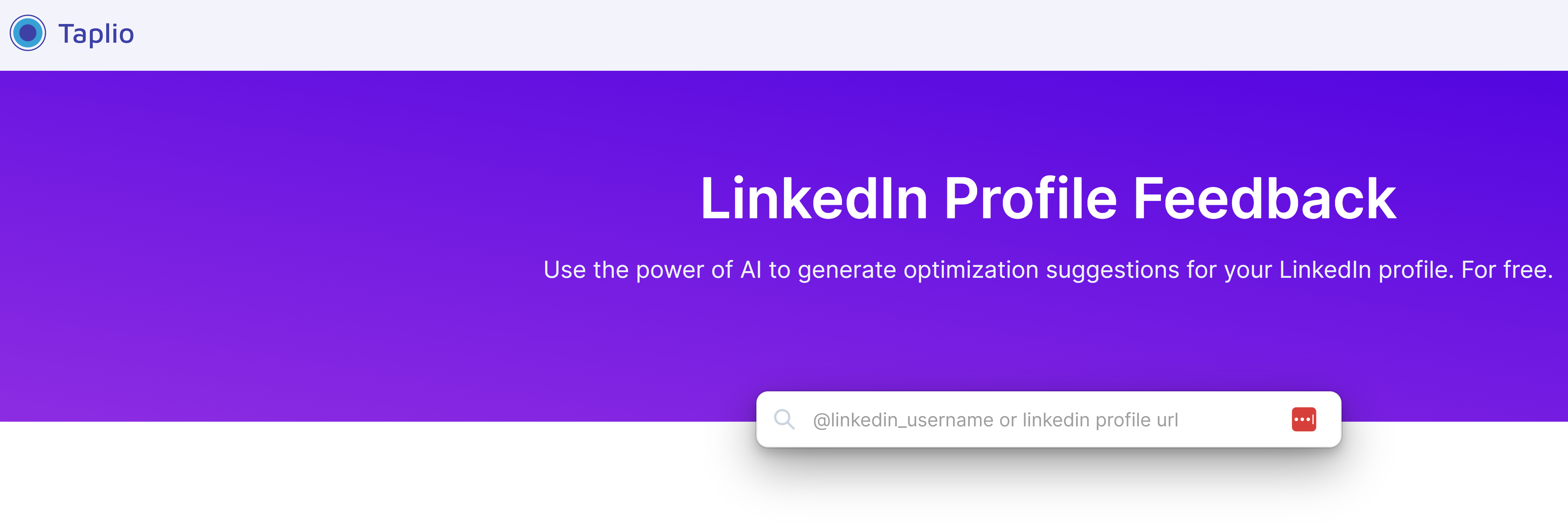 Overview of the LinkedIn Profile Optimization tool by Taplio