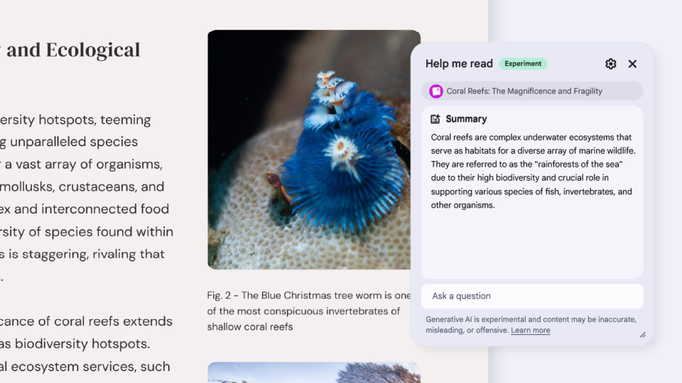 Google Help Me Read AI feature