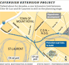 Map showing Cavendish extension project linking Côte-St-Luc with St-Laurent