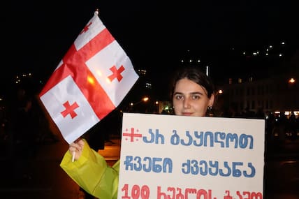 Text on the  poster - do not sale our country for 100 rubles. People at the protest, photo David Grigoryan (7)