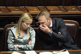 Foto Mauro Scrobogna/LaPresse .25-10-2023 Roma (Italia) - Politica - Camera dei Deputati, comunicazioni del Presidente del Consiglio in vista del Consiglio europeo - Nella foto: Il Presidente del Consiglio Giorgia Meloni con il Ministro Francesco Lollobrigida ..October 25, 2023 Rome (Italy)- Politics - Chamber of Deputies, communications from the Prime Minister in view of the European Council - In the photo: Prime Minister Giorgia Meloni with Minister Francesco Lollobrigida (Credit Image: Â© Mauro Scrobogna/LaPresse via ZUMA Press