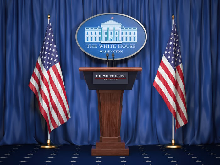 The White House lectern.