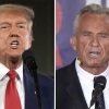 This combination photo shows Republican presidential candidate former President Donald Trump at a campaign rally on May 1, 2024, in Waukesha, Wis., left, and presidential candidate Robert F. Kennedy, Jr. during a campaign event, Oct. 9, 2023, in Philadelphia. Trump is addressing the Libertarian National Convention Saturday, May 25, 2024, courting a segment of the conservative electorate that's often skeptical of the former president's bombast while trying to ensure attendees aren't drawn to independent White House hopeful Kennedy, Jr. (AP Photo)