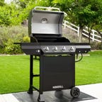 Nexgrill 4-Burner Propane Gas Grill in Black with Stainless Steel Main Lid