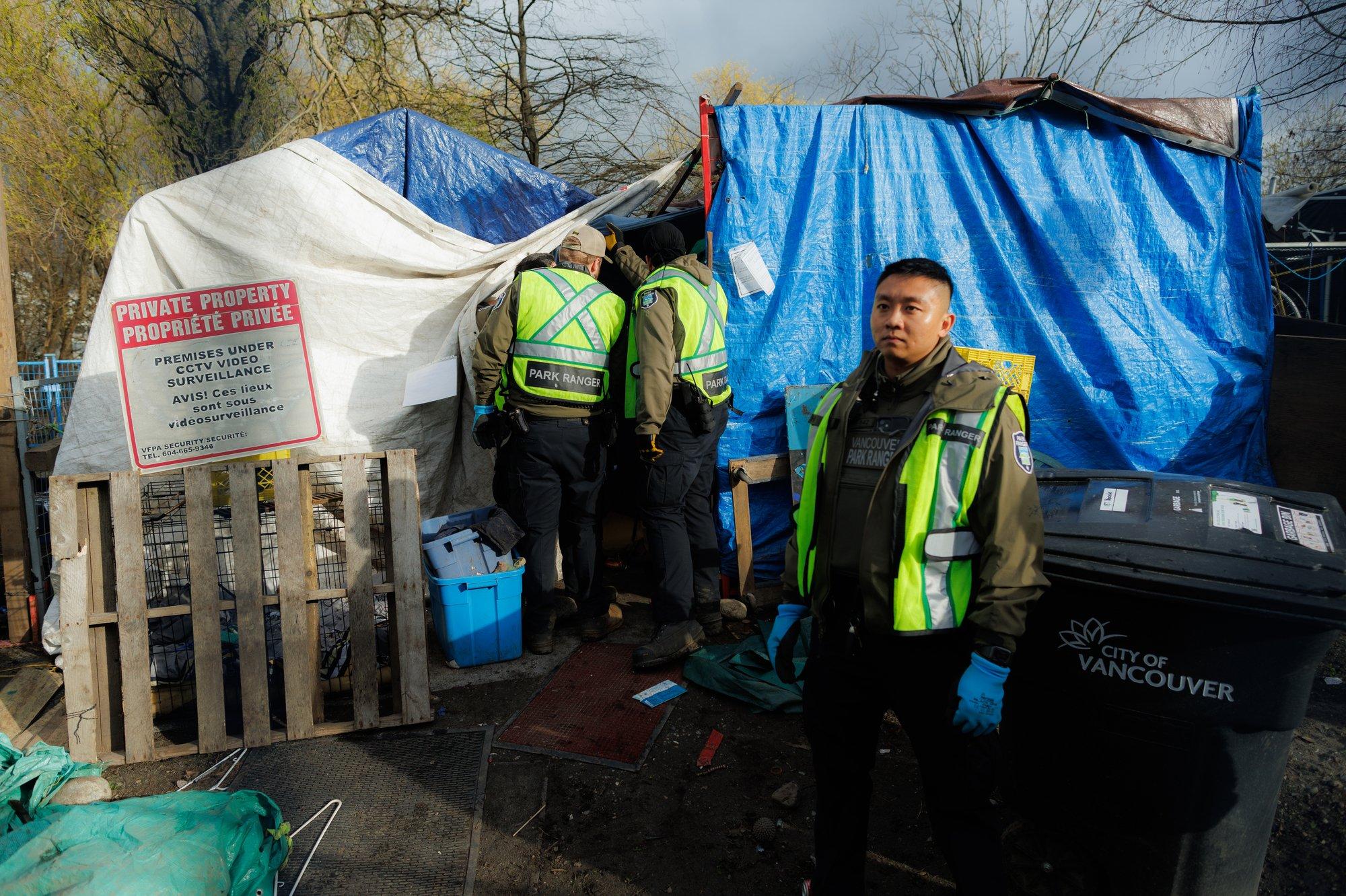 This March, Vancouverâs Park Board announced a cleanup of CRAB Park. Residents were required to vacate for days while everything was cleared away and the sheltering area landscaped with gravel. Only pre-approved campers who were already in the park prior to cleaning were allowed to return. They faced new restrictions, including a ban on mattresses, generators and propane for cooking. Many have now left.