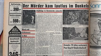 Die Lübecker Nachrichten berichteten 1969 über den Mord an der 22-jährigen Jutta N. in Harksheide (Norderstedt).