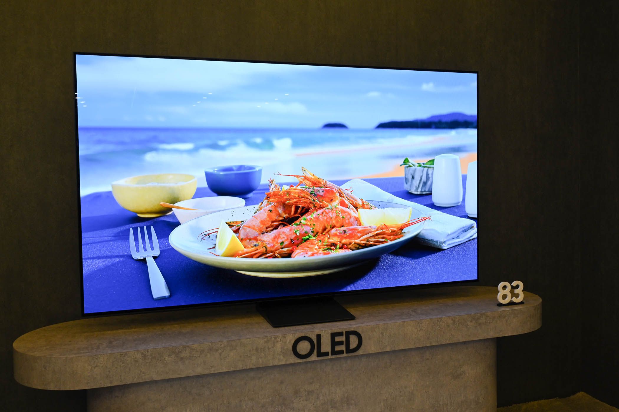 A 83 Inch Samsung OLED TV at CES 2024.