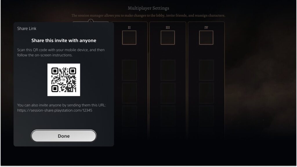 PS5 multiplayer invites