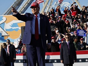 Republican presidential candidate and former U.S. President Donald Trump arrives for his campaign rally in Wildwood Beach, N.J., Saturday, May 11, 2024.