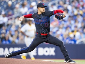 Blue Jays starting pitcher Jose Berrios in action against the Pirates during the first inning in their MLB game at Rogers Centre in Toronto, Friday, May 31, 2024.