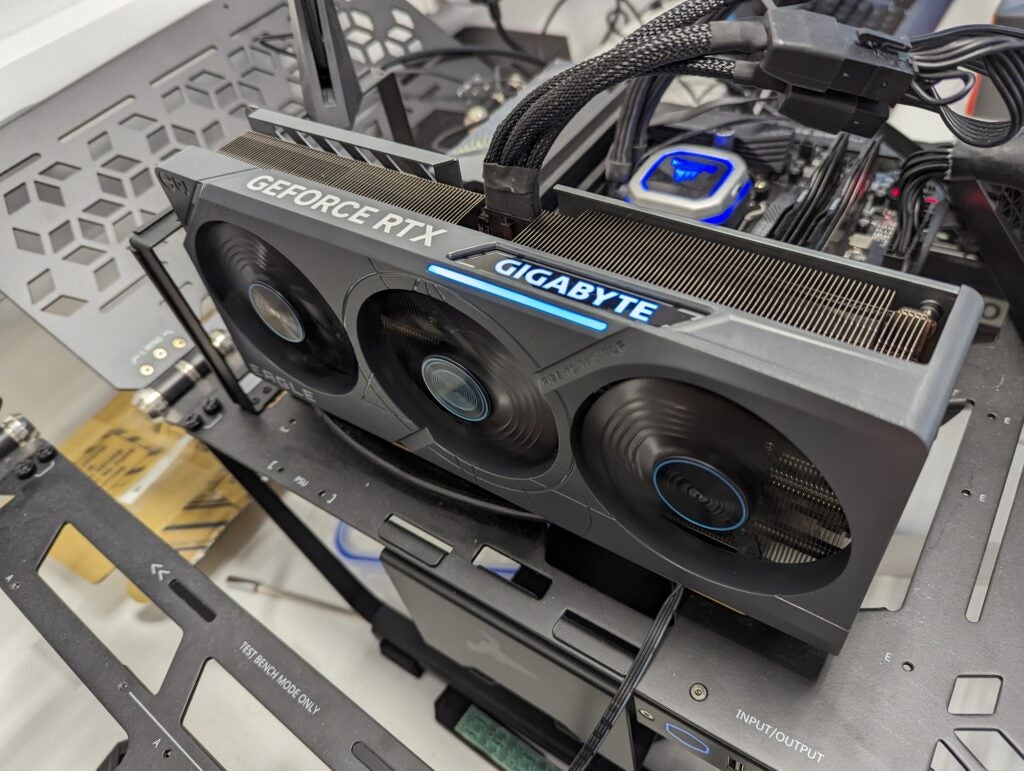 Gigabyte GeForce RTX 4070 Ti graphics card installed in a computer