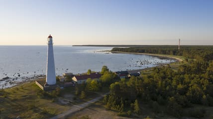 Blick auf den Tahkuna Leuchtturm: Wild und ursprünglich zeigt sich die bewaldete Insel Hiiumaa.