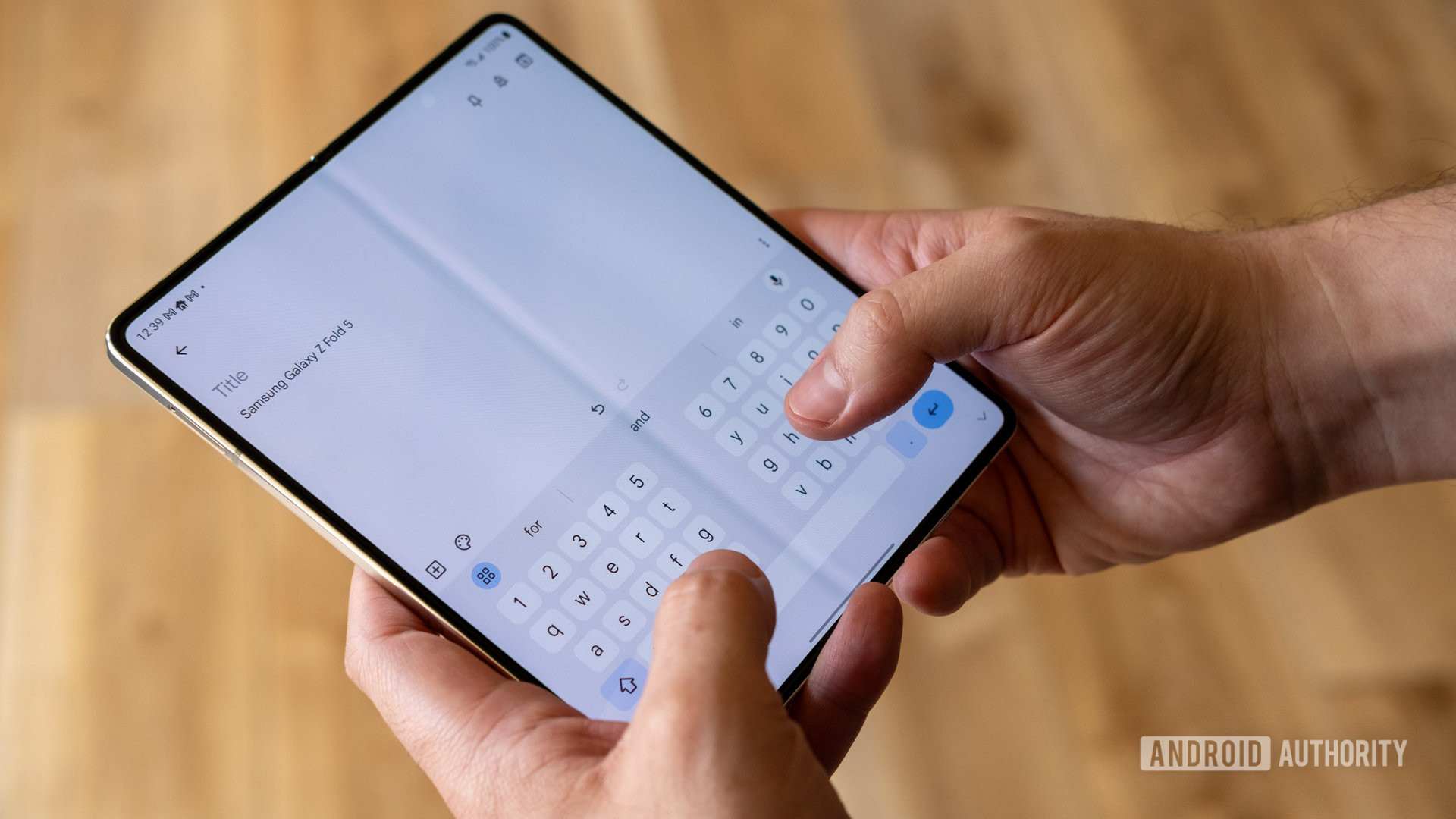 Samsung Galaxy Z Fold 5 typing unfolded